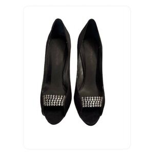 Nina Peep Toe Pumps Black Vintage Size 9 US Size 39 EUR 4 inch heel Leather sole